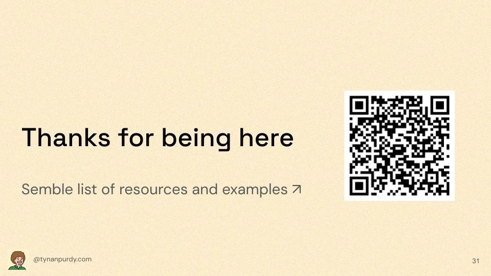 Thanks for being here
Semble list of resources and examples ↗